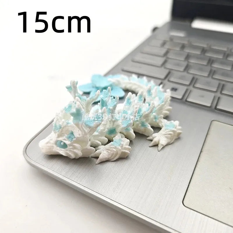 15/25cm 3D Printed Love Cherry Blossom Dragon Movable Joint Dragon Model Gifts Home Office Desktop Ornament Landscape Craft