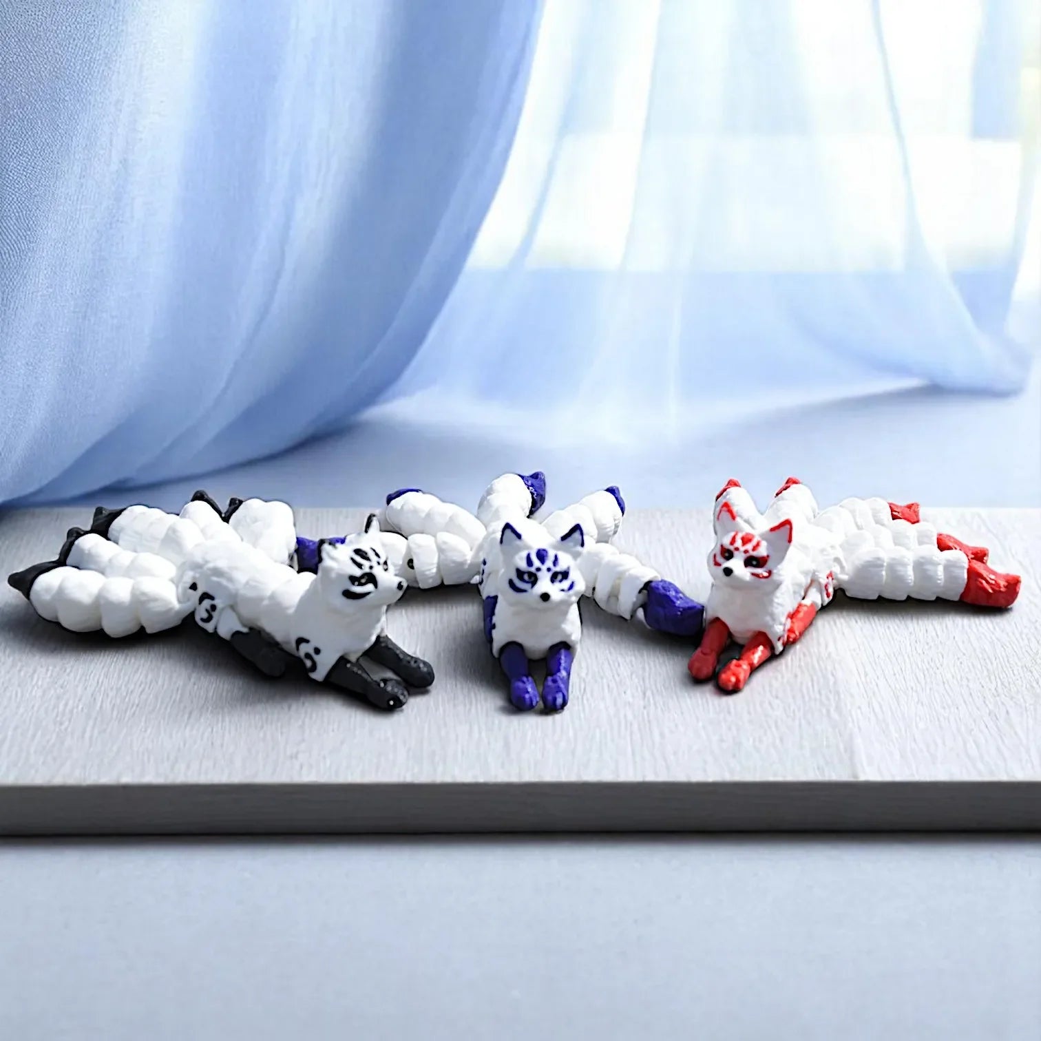 3D Printed Fox Ornament Animal Model Joints Movable Five Tailed Fox Stress Relief Toys Home Desktop Ornament