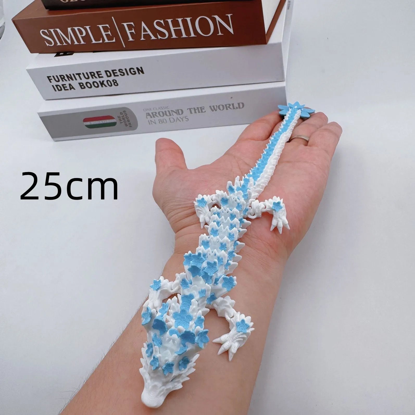 15/25cm 3D Printed Love Cherry Blossom Dragon Movable Joint Dragon Model Gifts Home Office Desktop Ornament Landscape Craft