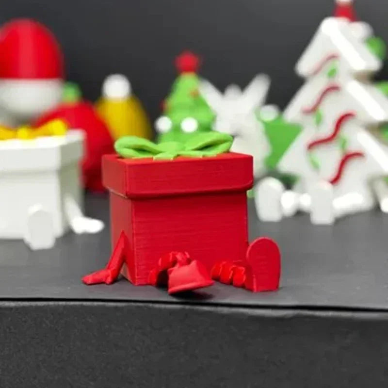 3d Printed Christmas Gift Box Figures Multi-joint Movable Xmas Decoration Navidad Home Accessories Kids Gifts Living Room Decor