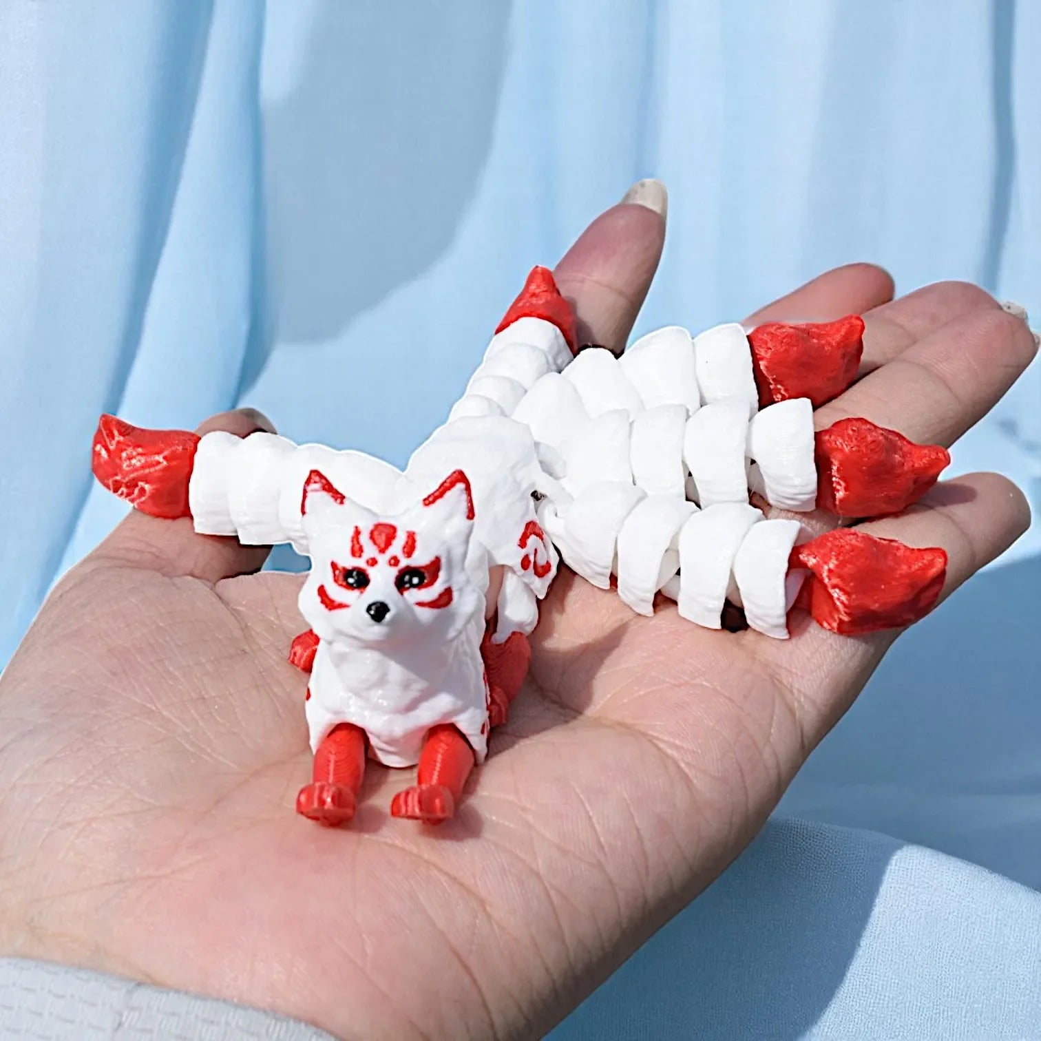 3D Printed Fox Ornament Animal Model Joints Movable Five Tailed Fox Stress Relief Toys Home Desktop Ornament